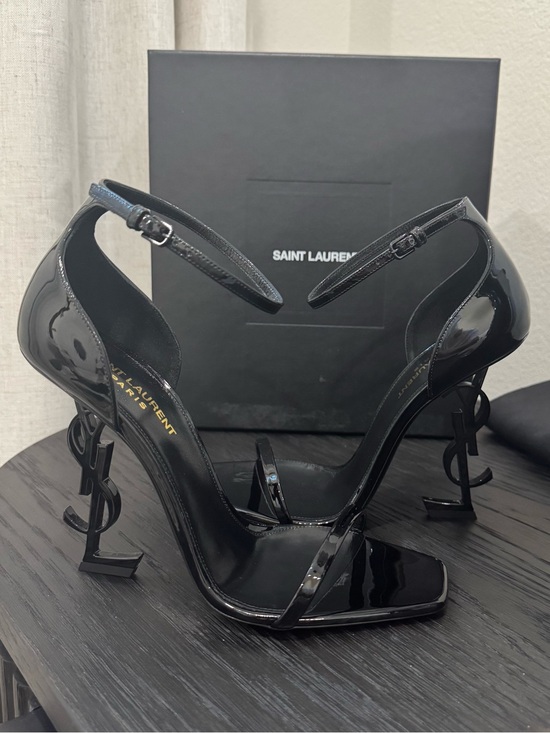 Saint Laurent YSL Opyum 110 Logo Heel Sandal Patent Black 40 main image 2